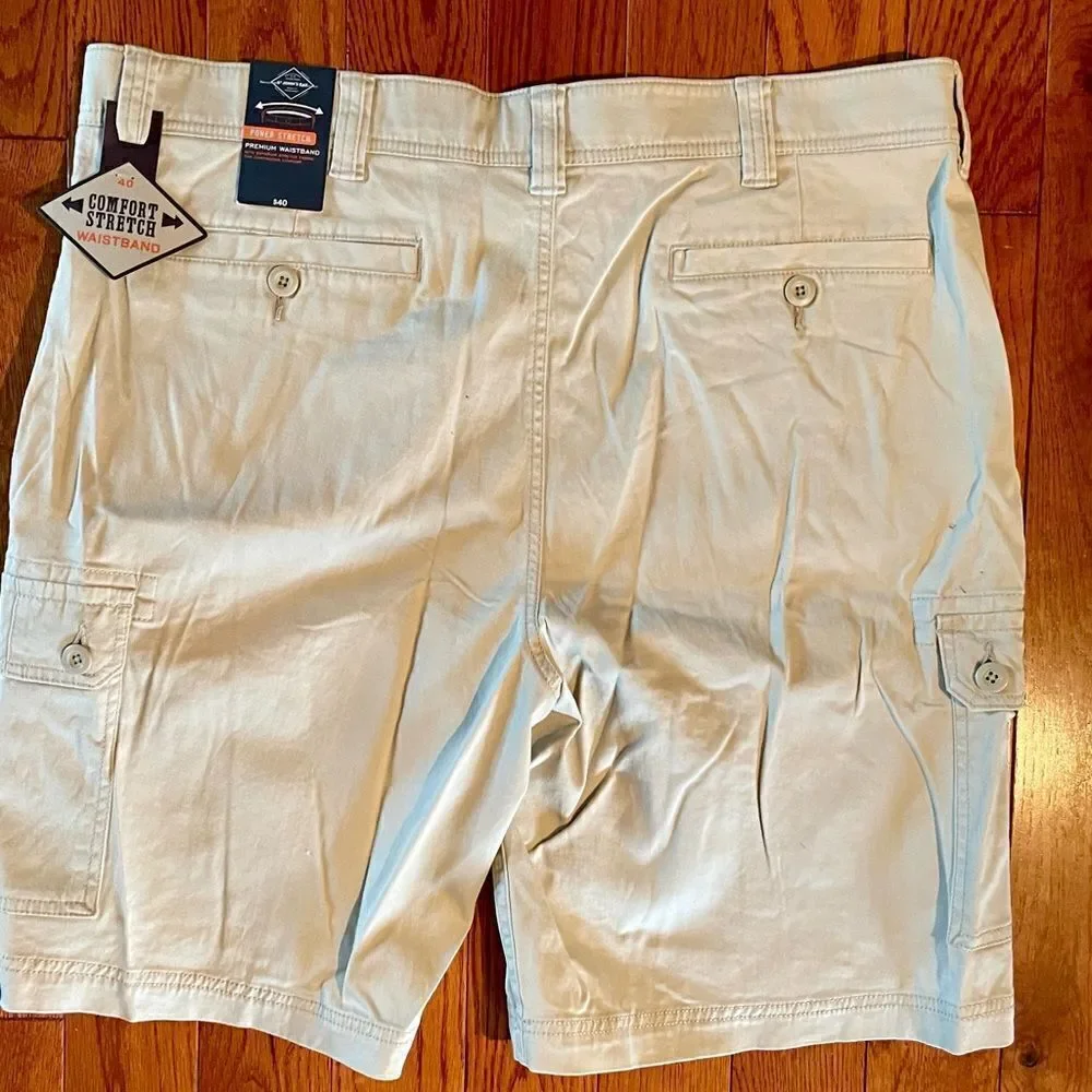 ST. JOHN’s BAY COMFORT STRETCH 10” MEN’s CARGO SHORT IN BEIGE SIZE 40